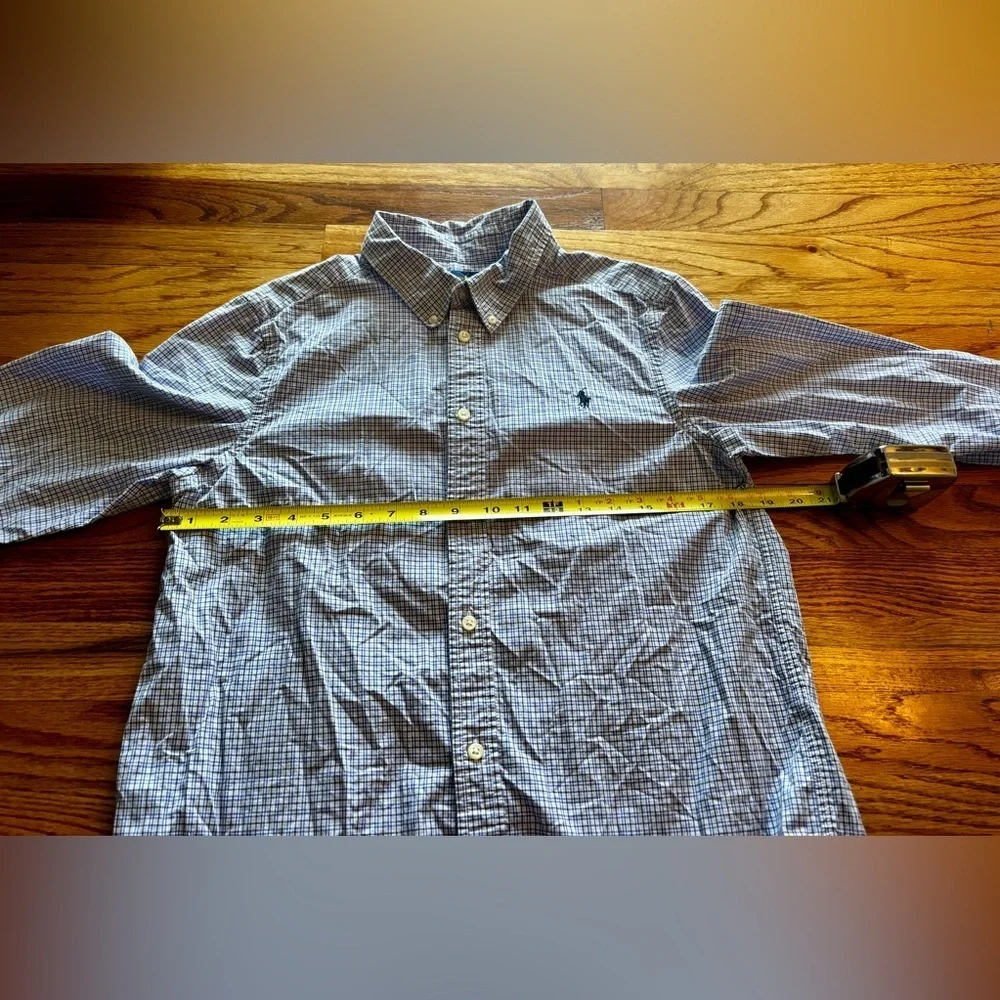 Ralph Lauren Boys Blue Plaid Button-Down Shirt - XL (18-20)